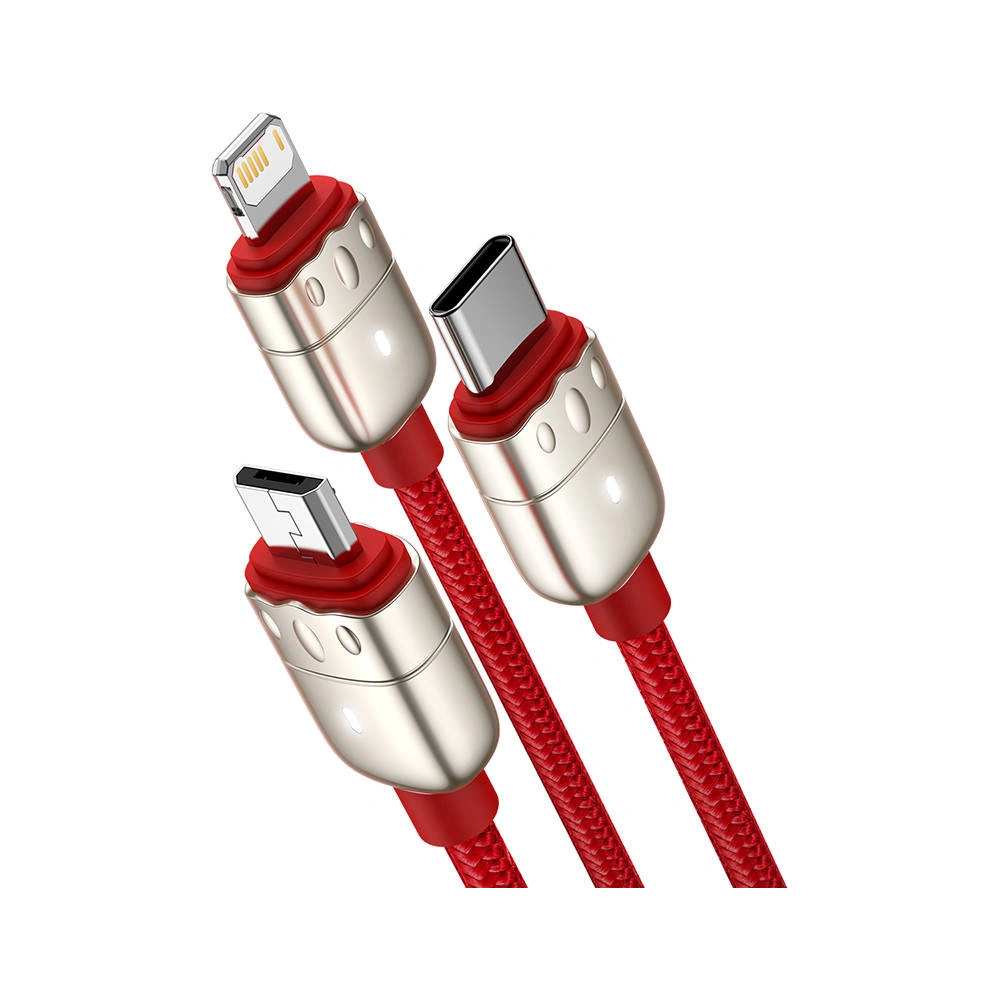 Hurtownia GSM - Kabel USB 3w1 Baseus Rok tygra, USB do micro USB / USB-C / Lightning, 3.5A, 1.2m (červený) - BSU2912RED - {ean13} - Hurt