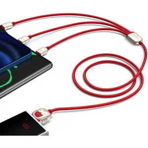 Kabel USB 3w1 Baseus Year of the Tiger, USB do micro USB / USB-C / Lightning, 3.5A, 1.2m (czerwony)