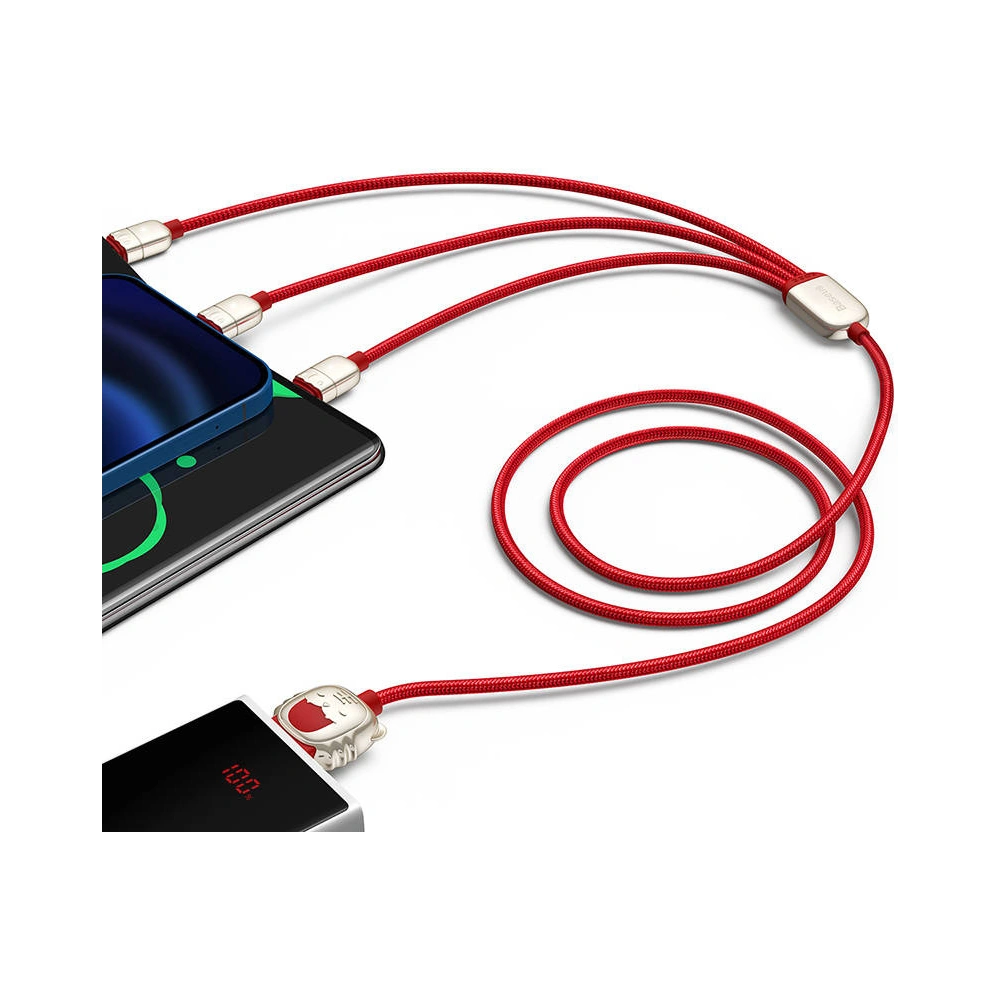 Hurtownia GSM - Kabel USB 3w1 Baseus Rok tygra, USB do micro USB / USB-C / Lightning, 3.5A, 1.2m (červený) - BSU2912RED - {ean13} - Hurt