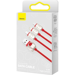 Kabel USB 3w1 Baseus Year of the Tiger, USB do micro USB / USB-C / Lightning, 3.5A, 1.2m (czerwony)