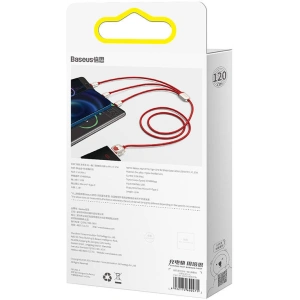 Kabel USB 3w1 Baseus Year of the Tiger, USB do micro USB / USB-C / Lightning, 3.5A, 1.2m (czerwony)