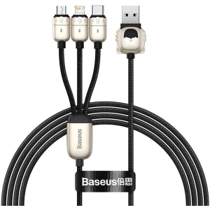 Kabel USB 3w1 Baseus Year of the Tiger, USB do micro USB / USB-C / Lightning, 3.5A, 1.2m (czarny)