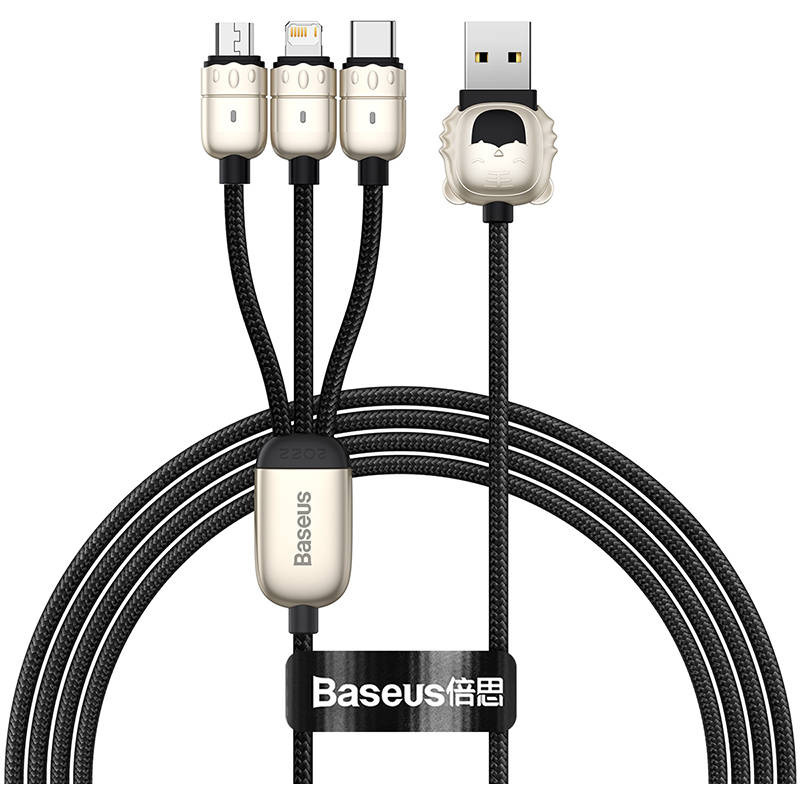 Hurtownia Baseus - 6932172600464 - BSU2913BLK - Kabel USB 3w1 Baseus Year of the Tiger, USB do micro USB / USB-C / Lightning, 3.5A, 1.2m (czarny) - B2B homescreen