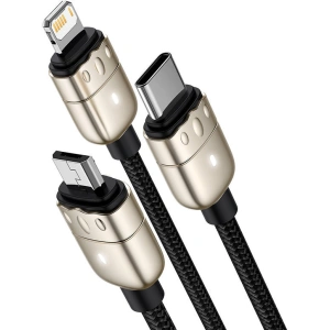 Kabel USB 3w1 Baseus Year of the Tiger, USB do micro USB / USB-C / Lightning, 3.5A, 1.2m (czarny)