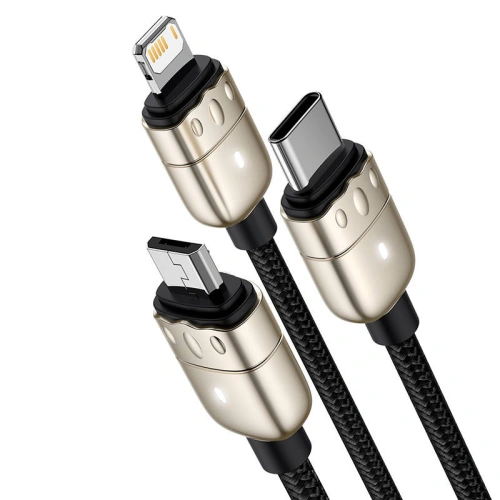 Kabel USB 3w1 Baseus Year of the Tiger, USB do micro USB / USB-C / Lightning, 3.5A, 1.2m (czarny)