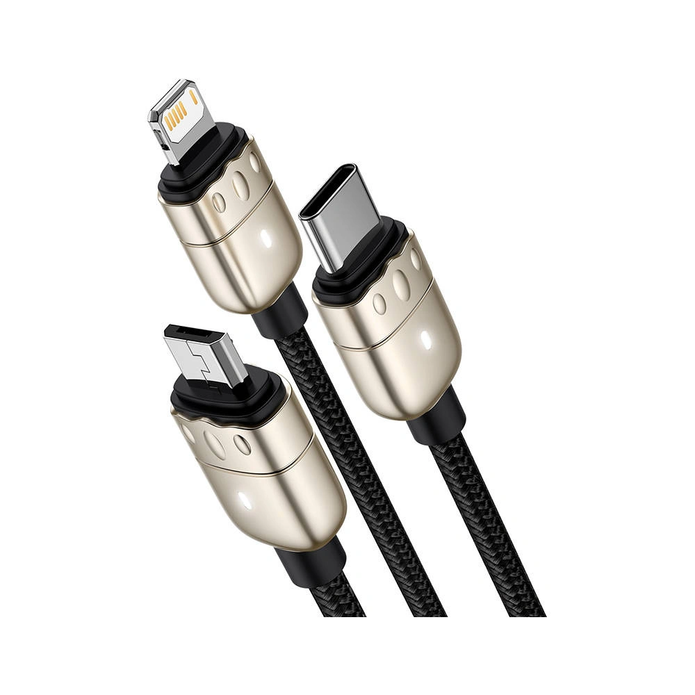 Hurtownia GSM - Kabel USB 3w1 Baseus Rok tygra, USB na micro USB / USB-C / Lightning, 3.5A, 1.2m (černý) - BSU2913BLK - {ean13} - Hurt