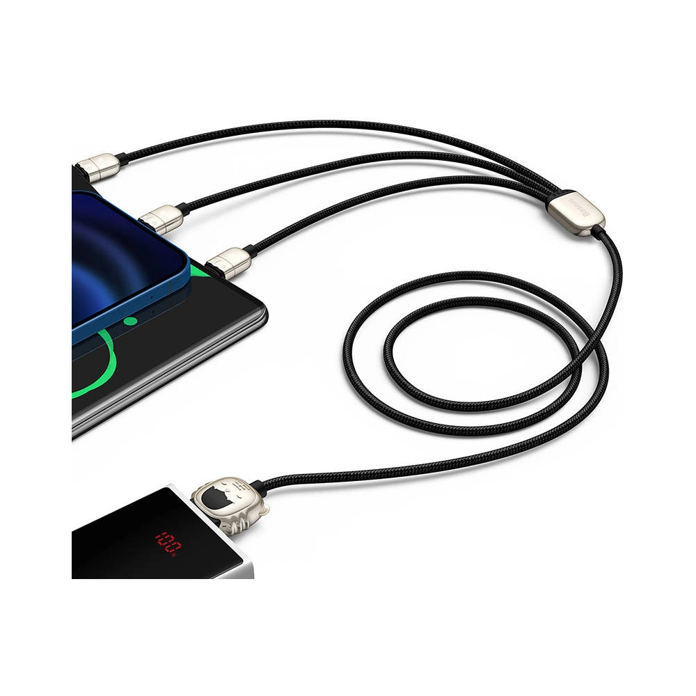 Hurtownia GSM - Kabel USB 3w1 Baseus Rok tygra, USB na micro USB / USB-C / Lightning, 3.5A, 1.2m (černý) - BSU2913BLK - {ean13} - Hurt