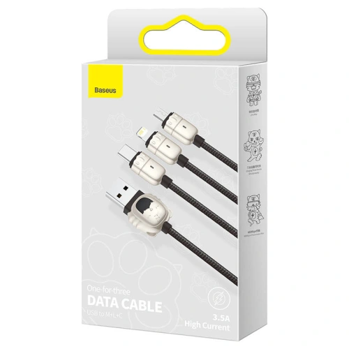 Kabel USB 3w1 Baseus Year of the Tiger, USB do micro USB / USB-C / Lightning, 3.5A, 1.2m (czarny)