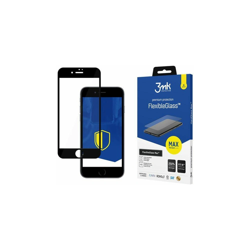 Hurtownia GSM - Szkło hybrydowe 3MK FlexibleGlass Max Apple iPhone SE 2022/SE 2020/8/7 czarne - 3MK2315BLK - {ean13} - Hurt