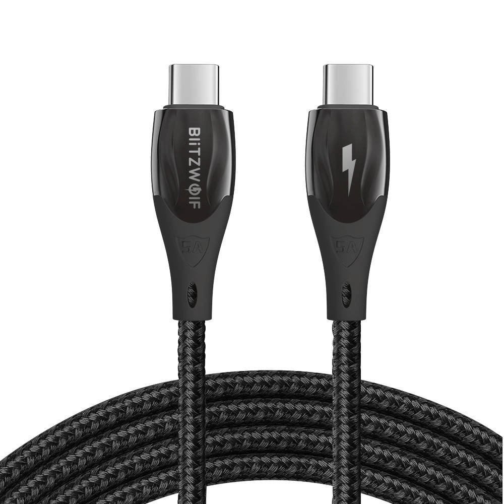 Hurtownia GSM - Kabel USB-C do USB-C BlitzWolf BW-FC1, 96W, 5A, 1.8m (černý) - BLZ399BLK - {ean13} - Hurt