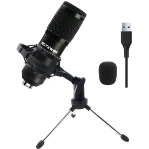 Mikrofon studyjny / pojemnościowy USB BlitzWolf BW-CM, statyw, filtr pop