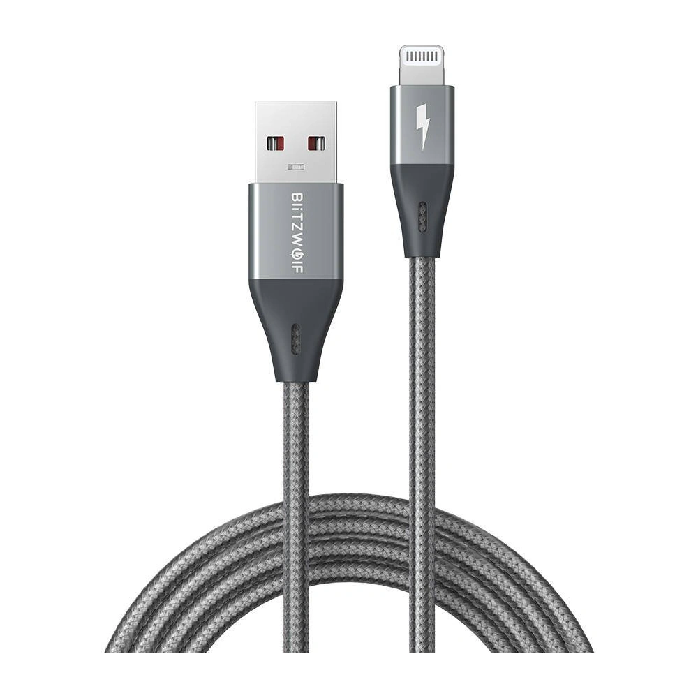 Hurtownia GSM - Kabel Lightning BlitzWolf BW-MF10 Pro, MFI, 2.4A, 1.8m (szary) - BLZ422GRY - {ean13} - Hurt