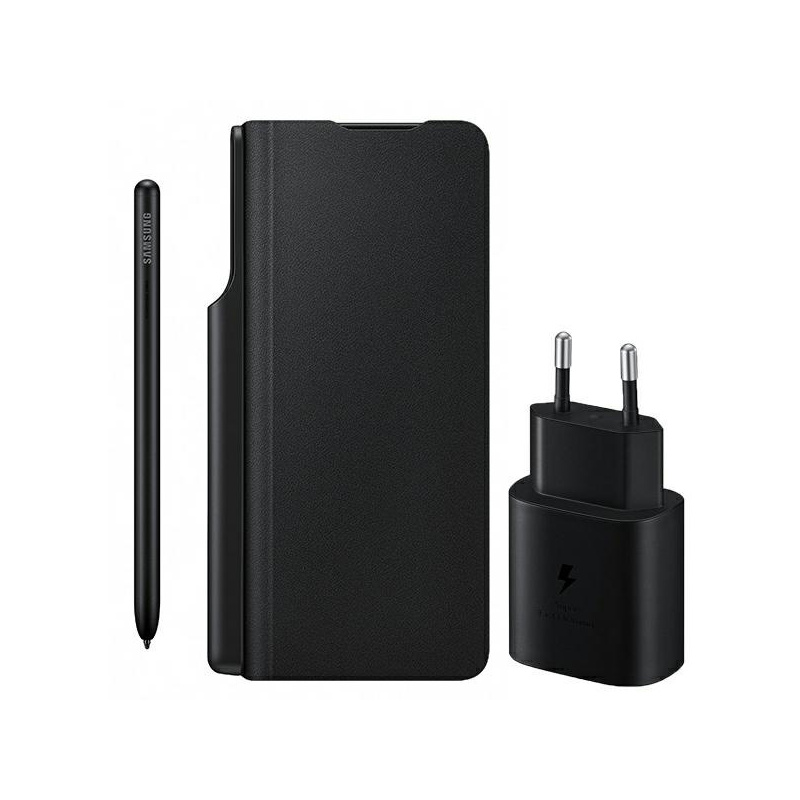 Samsung Distributor - 8806092740464 - SMG525BLK - Samsung Galaxy Z Fold 3 EF-FF92KKBEGEE black Leather Flip Cover + S Pen + 25W Charger - B2B homescreen
