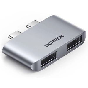 Adapter UGREEN CM413, 2x USB-C do 2x USB 3.0 (szary)