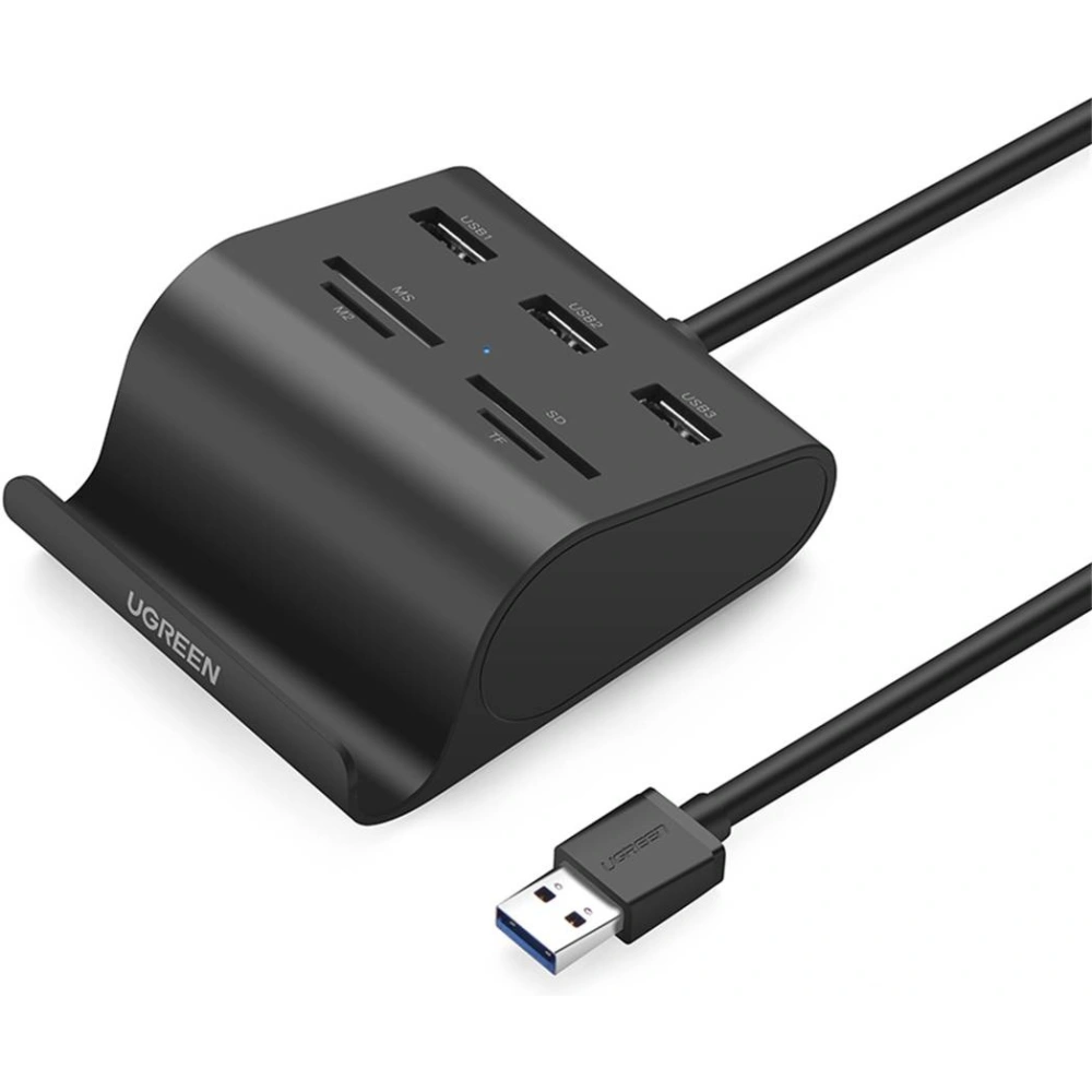 Hurtownia GSM - Adaptér 5v1 UGREEN US156, USB hub do 3x USB 3.0 + čtečka karet (černý) - UGR1102BLK - {ean13} - Hurt