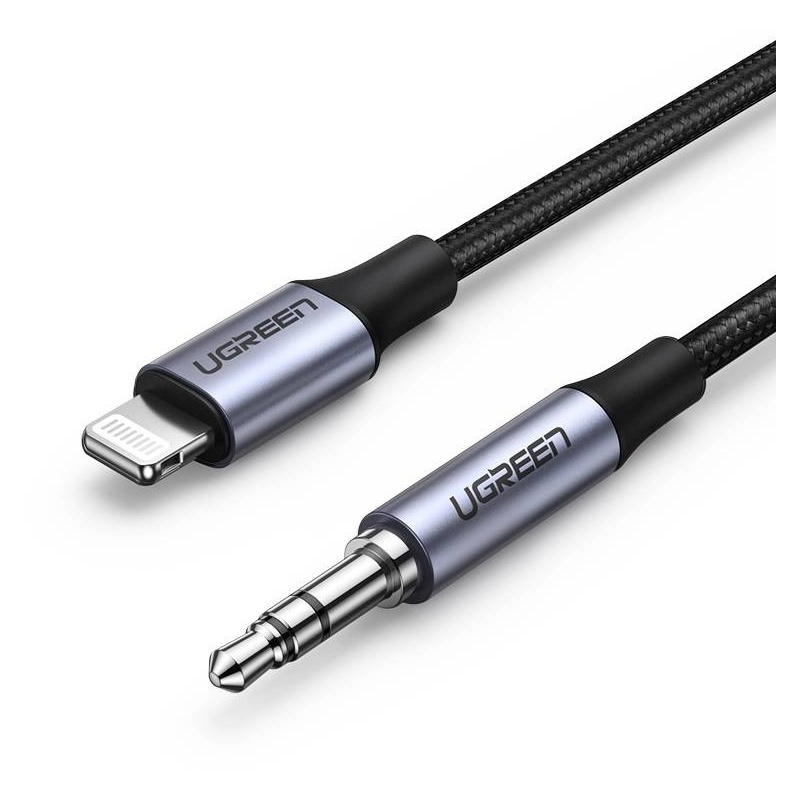 Ugreen Distributor - 6957303875092 - UGR1109BLK - Lightning cable UGREEN US315 to 3.5mm AUX mini jack, MFi, 1m (black) - B2B homescreen