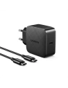 Ładowarka sieciowa UGREEN CD217, 65W, USB-C (czarna) + kabel USB-C do USB-C, 2m (czarny)