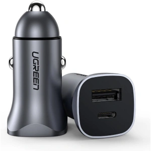 Hurtownia GSM - Ładowarka samochodowa UGREEN CD130, USB, USB-C, 24W (szara) - UGR1113GRY - {ean13} - Hurt
