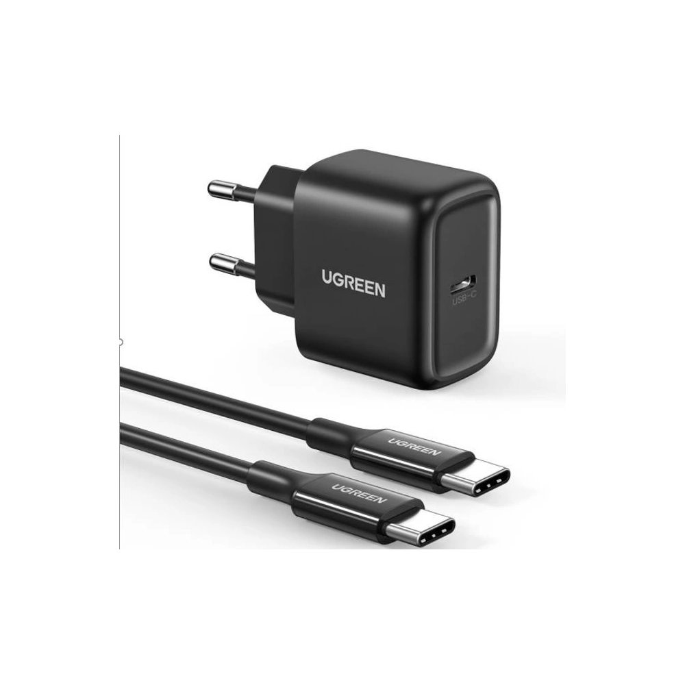 Hurtownia GSM - Síťová nabíječka UGREEN CD250, 25W, USB-C (černá) + kabel USB-C na USB-C, 2m (černý) - UGR1116BLK - {ean13} - Hurt