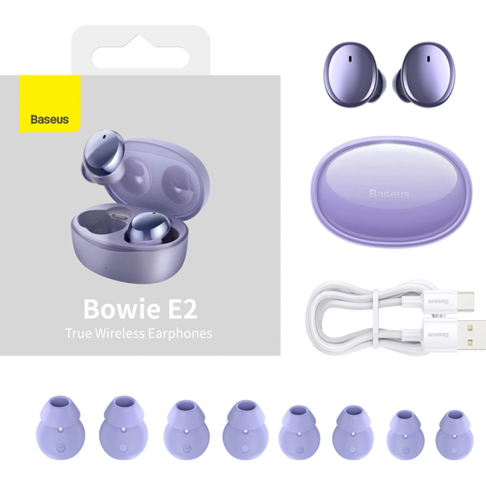 Hurtownia GSM - Sluchátka TWS Baseus Bowie E2 (fialové) - BSU2918PRP - {ean13} - Hurt