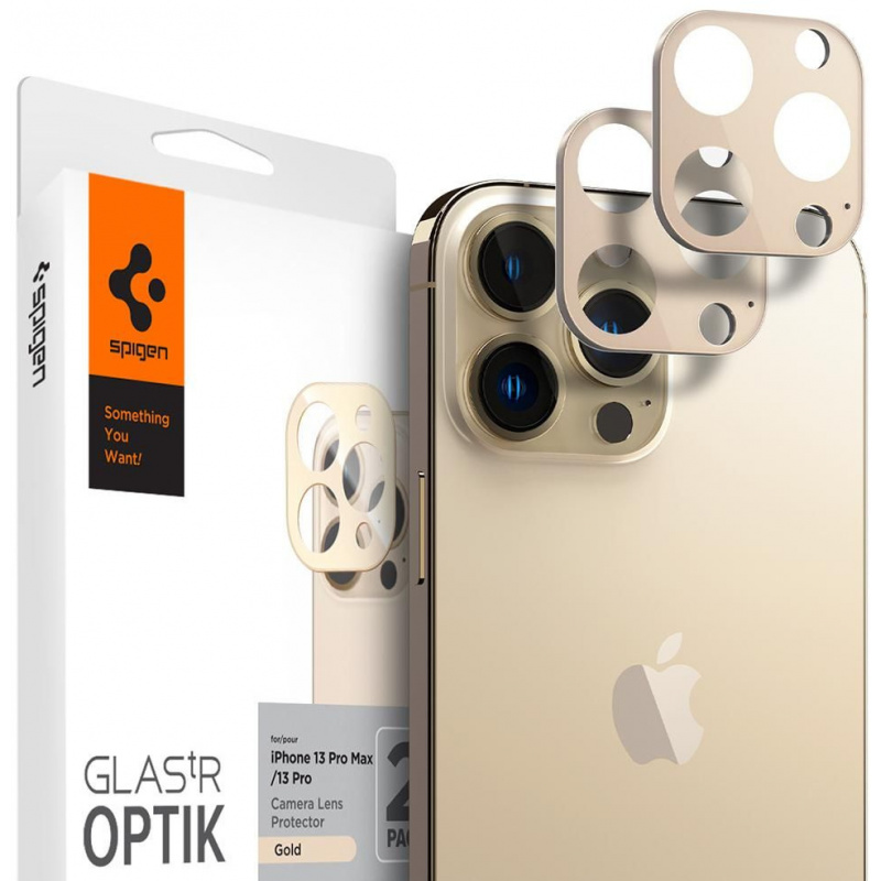 Spigen Distributor - 8809811856408 - SPN2005GLD - Szkło hartowane na aparat Spigen Optik Camera Lens Apple iPhone 13 Pro/13 Pro Max Gold [2 PACK] - B2B homescreen
