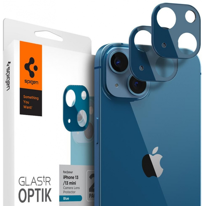 Spigen Distributor - 8809811856439 - SPN2007BLU - Szkło hartowane na aparat Spigen Optik Camera Lens Apple iPhone 13/13 mini Blue [2 PACK] - B2B homescreen