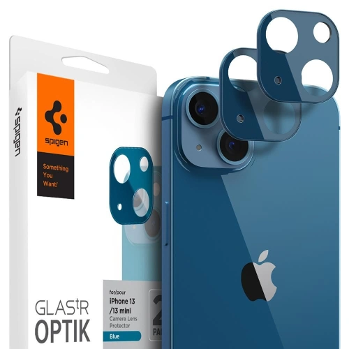 Szkło hartowane na aparat Spigen Optik Camera Lens Apple iPhone 13/13 mini Blue [2 PACK]