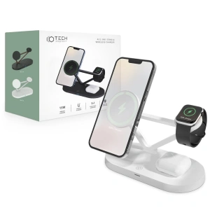 Ładowarka bezprzewodowa Tech-Protect A13 3in1 Magnetic MagSafe Wireless Charger White