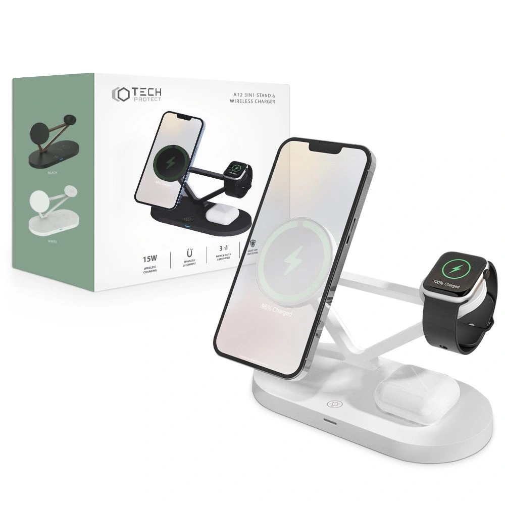 Wholesale Tech-Protect A13 3in1 Magnetic MagSafe Wireless Charger White - THP769WHT - {ean13} - Hurt