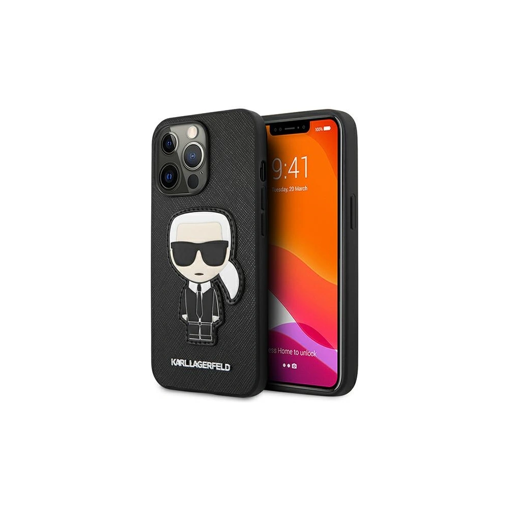 Etui Karl Lagerfeld KLHCP13LOKPK Apple iPhone 13 Pro černý/black hardcase Saffiano Ikonik Karl`s Patch