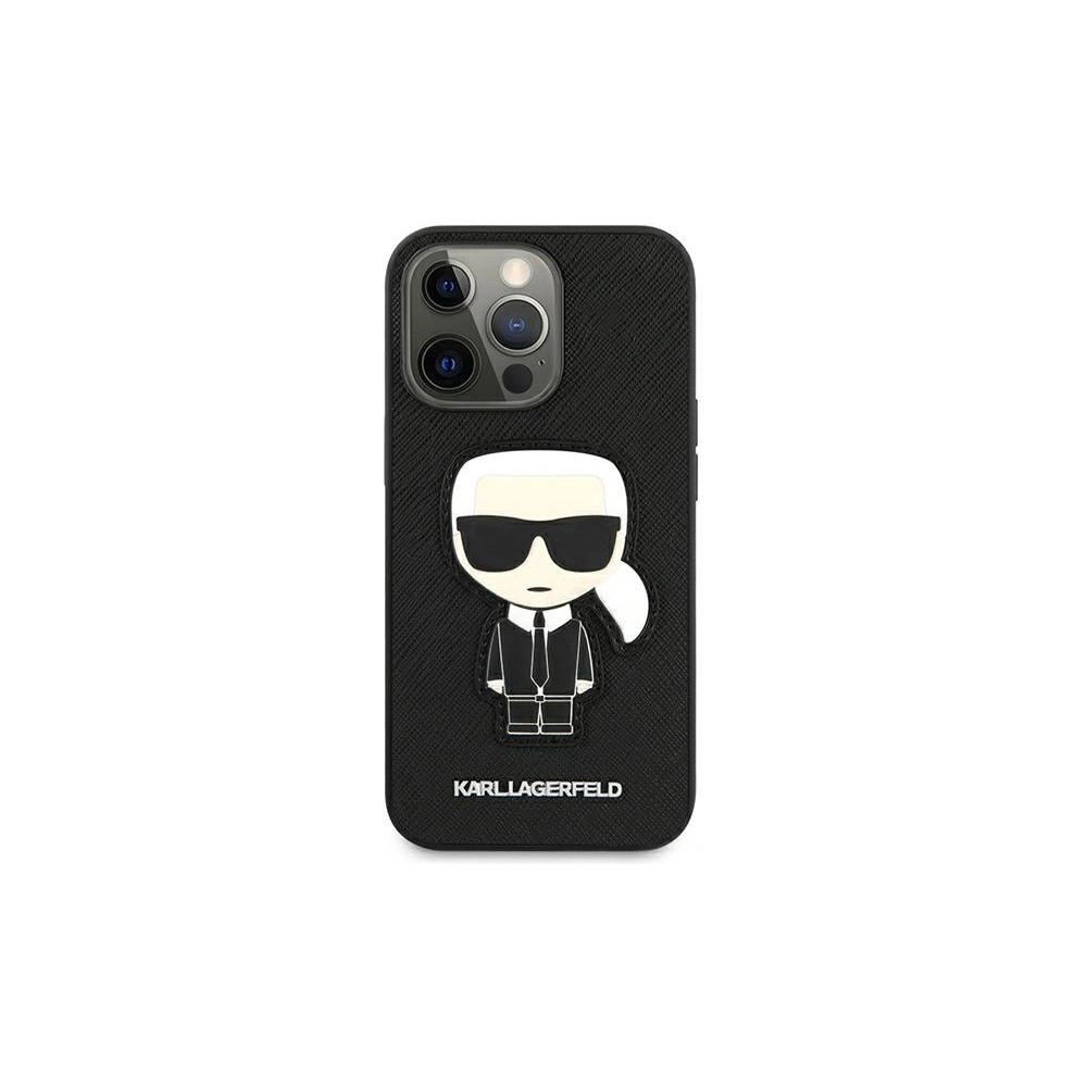 Etui Karl Lagerfeld KLHCP13LOKPK Apple iPhone 13 Pro černý/black hardcase Saffiano Ikonik Karl`s Patch
