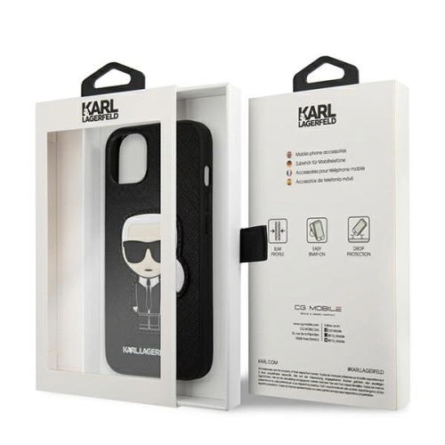 Etui Karl Lagerfeld KLHCP13SOKPK Apple iPhone 13 mini czarny/black hardcase Saffiano Ikonik Karl`s Patch