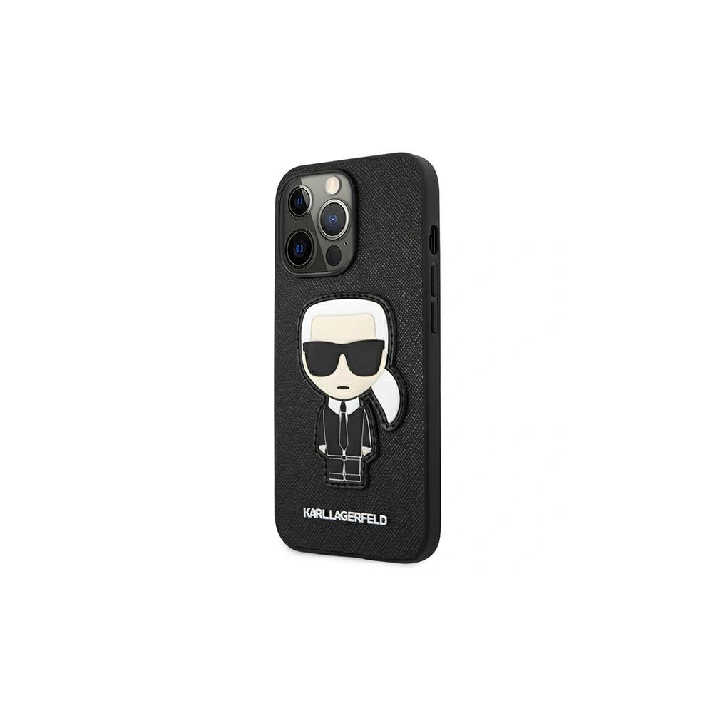 Wholesale Karl Lagerfeld KLHCP13XOKPK Apple iPhone 13 Pro Max black hardcase Saffiano Ikonik Karl`s Patch - KLD775BLK - {ean13} - Hurt