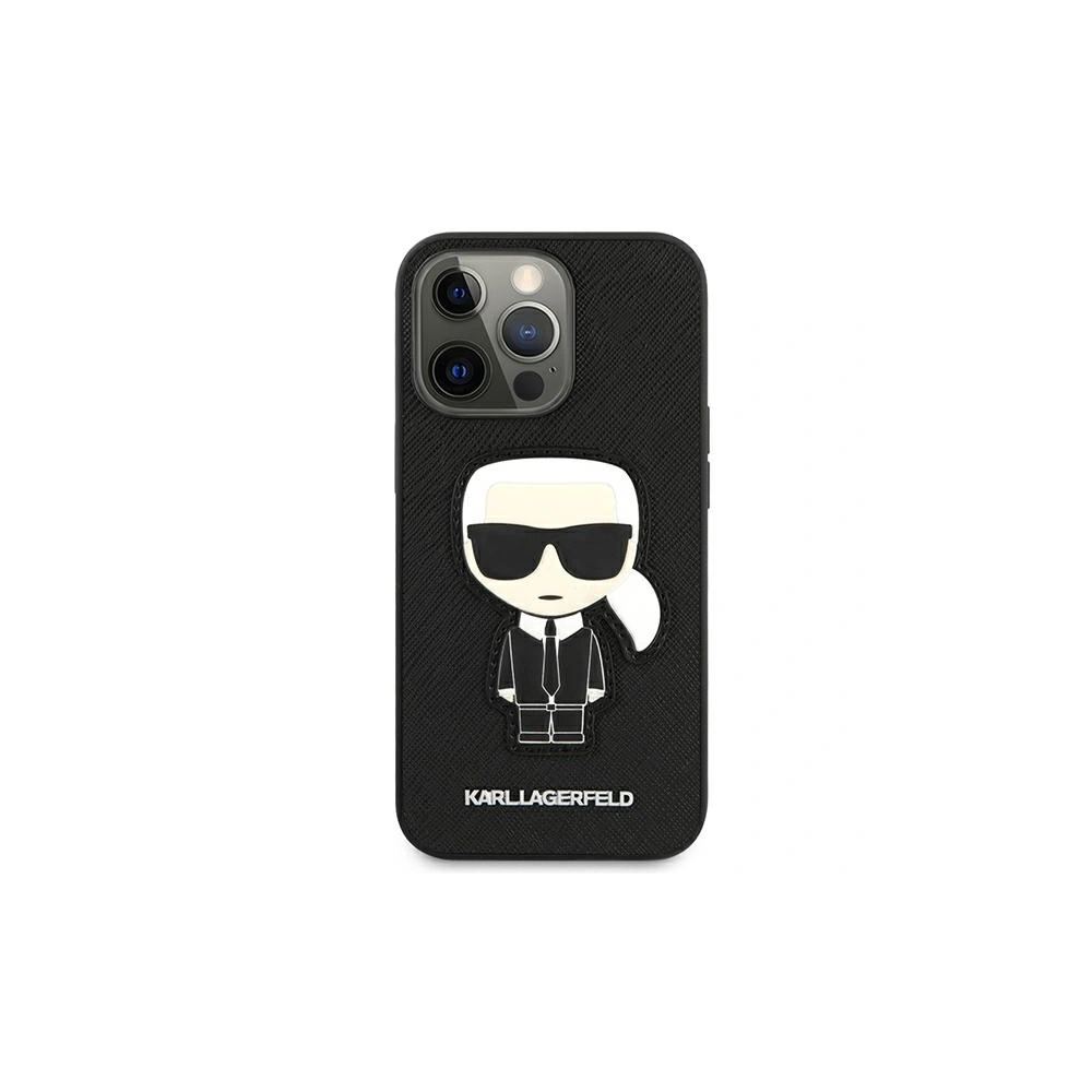 Wholesale Karl Lagerfeld KLHCP13XOKPK Apple iPhone 13 Pro Max black hardcase Saffiano Ikonik Karl`s Patch - KLD775BLK - {ean13} - Hurt