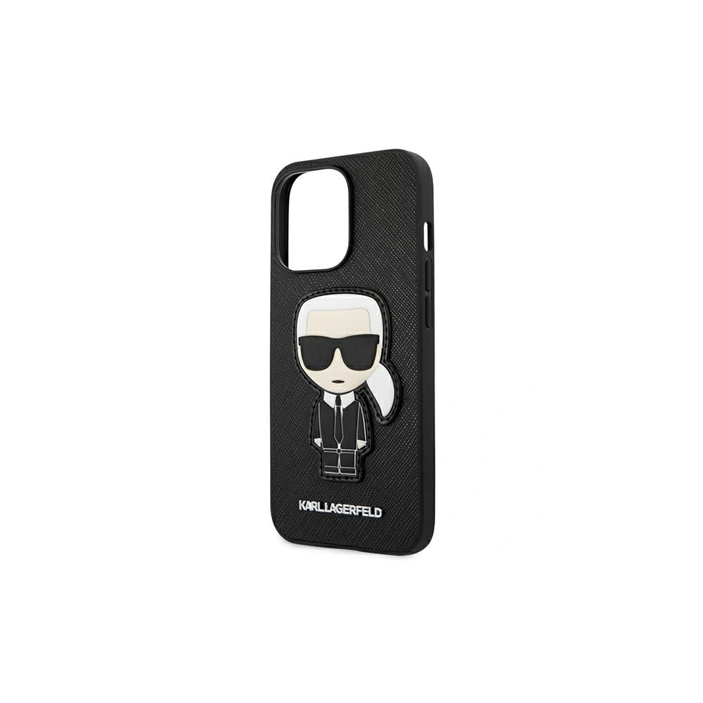 Wholesale Karl Lagerfeld KLHCP13XOKPK Apple iPhone 13 Pro Max black hardcase Saffiano Ikonik Karl`s Patch - KLD775BLK - {ean13} - Hurt