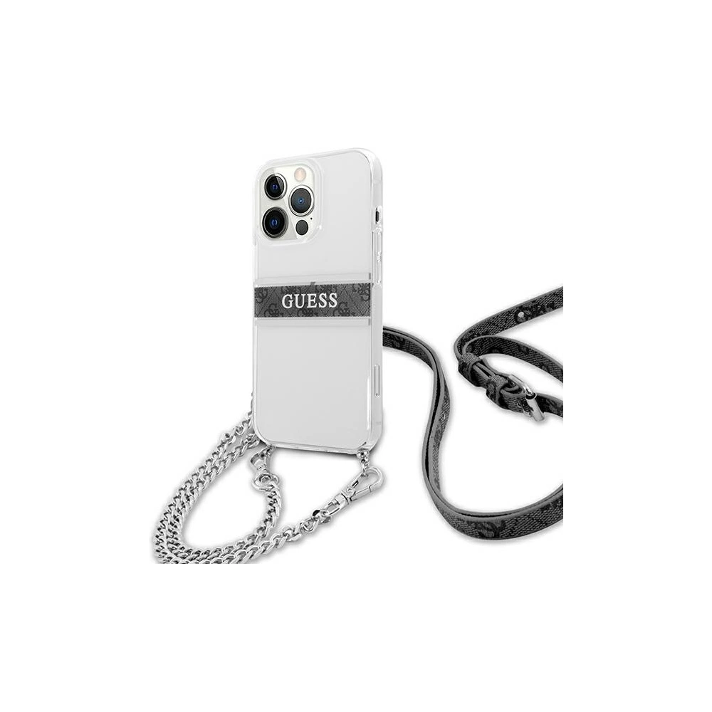 Hurtownia GSM - Etui Guess GUHCP13LKC4GBSI Apple iPhone 13 Pro Transparent hardcase 4G Grey Strap Silver Chain - GUE1478CL - {ean13} - Hurt