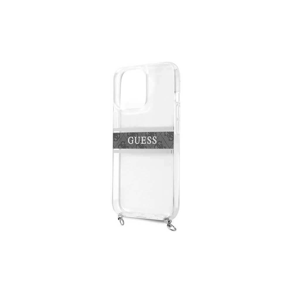 Guess GUHCP13LKC4GBSI Apple iPhone 13 Pro Transparent hardcase 4G Grey Strap Silver Chain
