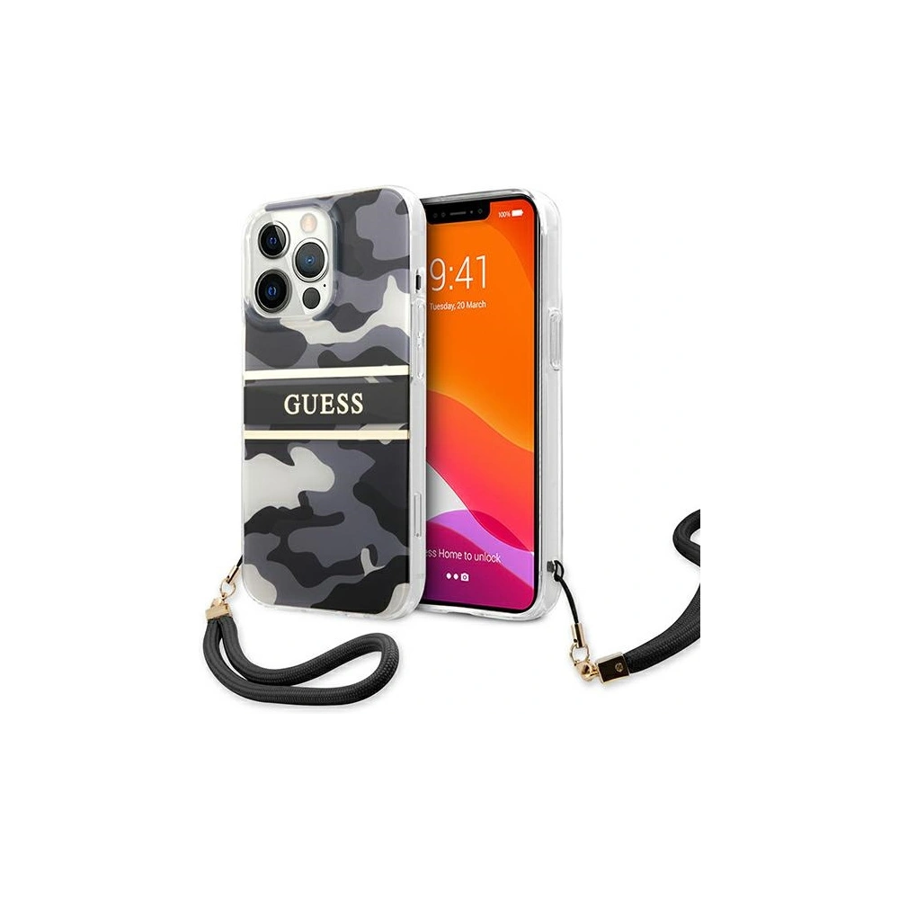 Etui Guess GUHCP13LKCABBK Apple iPhone 13 Pro czarny/black hardcase Camo Strap Collection