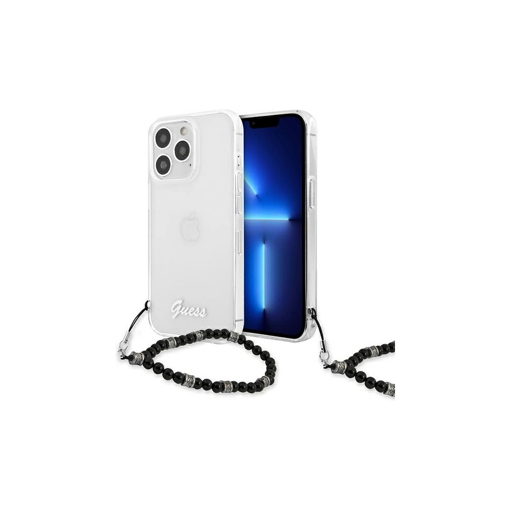 Etui Guess GUHCP13LKPSBK Apple iPhone 13 Pro Transparentní tvrdý kryt Černá perla