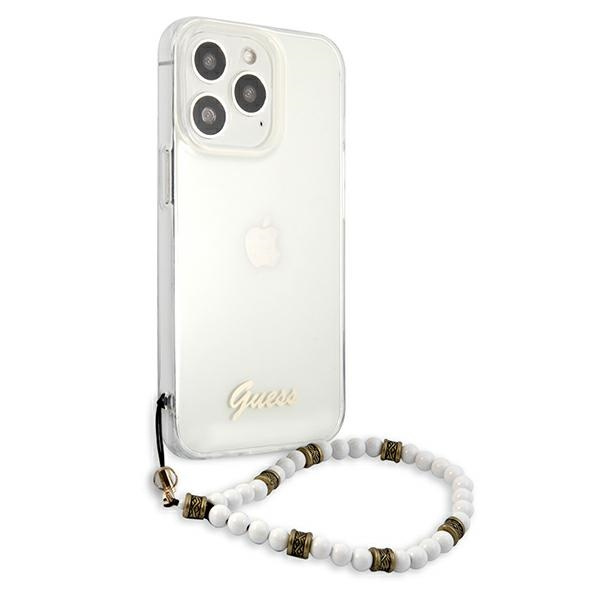 Kryt Guess GUHCP13LKPSWH Apple iPhone 13 Pro Transparent hardcase White Pearl