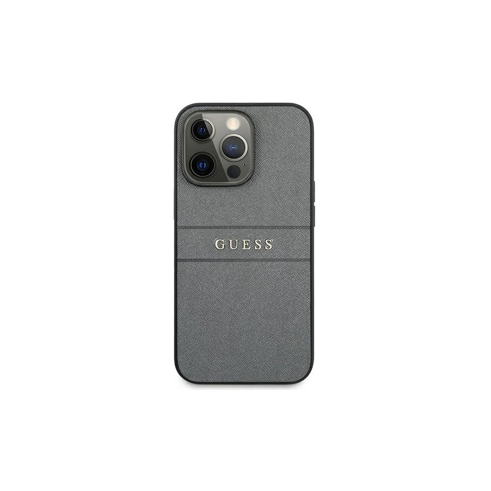 Wholesale Guess GUHCP13LPSASBGR Apple iPhone 13 Pro grey Saffiano Strap - GUE1483GRY - {ean13} - Hurt