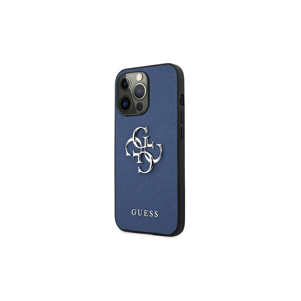 Etui Guess GUHCP13LSA4GSBL Apple iPhone 13 Pro niebieski/blue hardcase Saffiano 4G Metal Logo