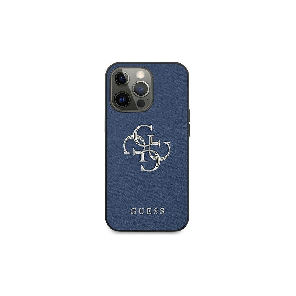 Etui Guess GUHCP13LSA4GSBL Apple iPhone 13 Pro niebieski/blue hardcase Saffiano 4G Metal Logo