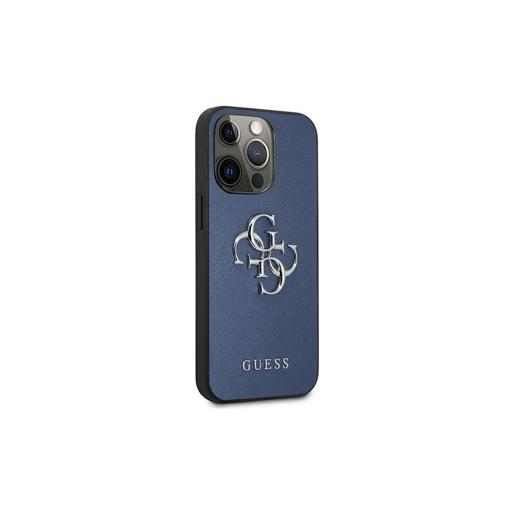 Etui Guess GUHCP13LSA4GSBL Apple iPhone 13 Pro niebieski/blue hardcase Saffiano 4G Metal Logo