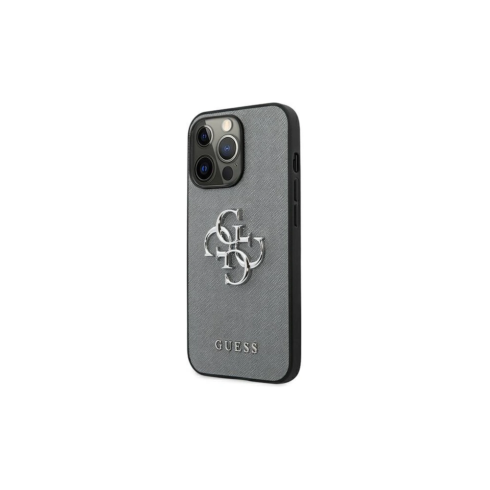 Etui Guess GUHCP13LSA4GSGR Apple iPhone 13 Pro szary/grey hardcase Saffiano 4G Metal Logo