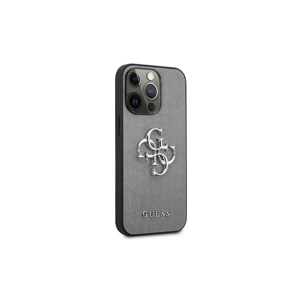 Etui Guess GUHCP13LSA4GSGR Apple iPhone 13 Pro szary/grey hardcase Saffiano 4G Metal Logo