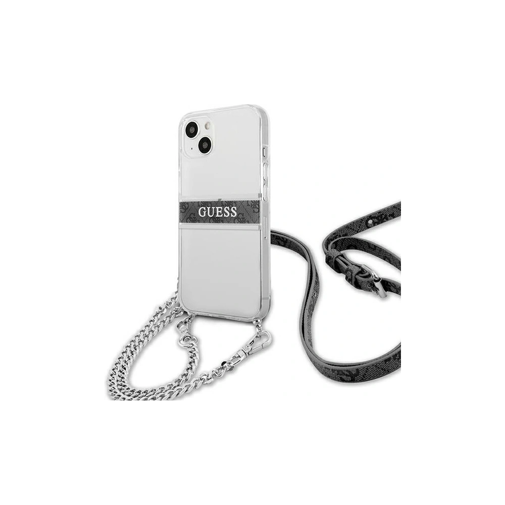 Wholesale Guess GUHCP13MKC4GBSI Apple iPhone 13 Transparent hardcase 4G Grey Strap Silver Chain - GUE1489CL - {ean13} - Hurt