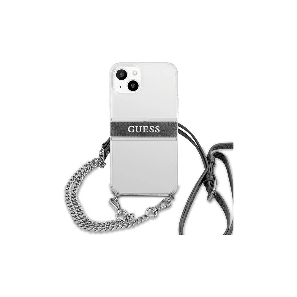 Hurtownia GSM - Etui Guess GUHCP13MKC4GBSI Apple iPhone 13 Transparent hardcase 4G Grey Strap Silver Chain - GUE1489CL - {ean13} - Hurt
