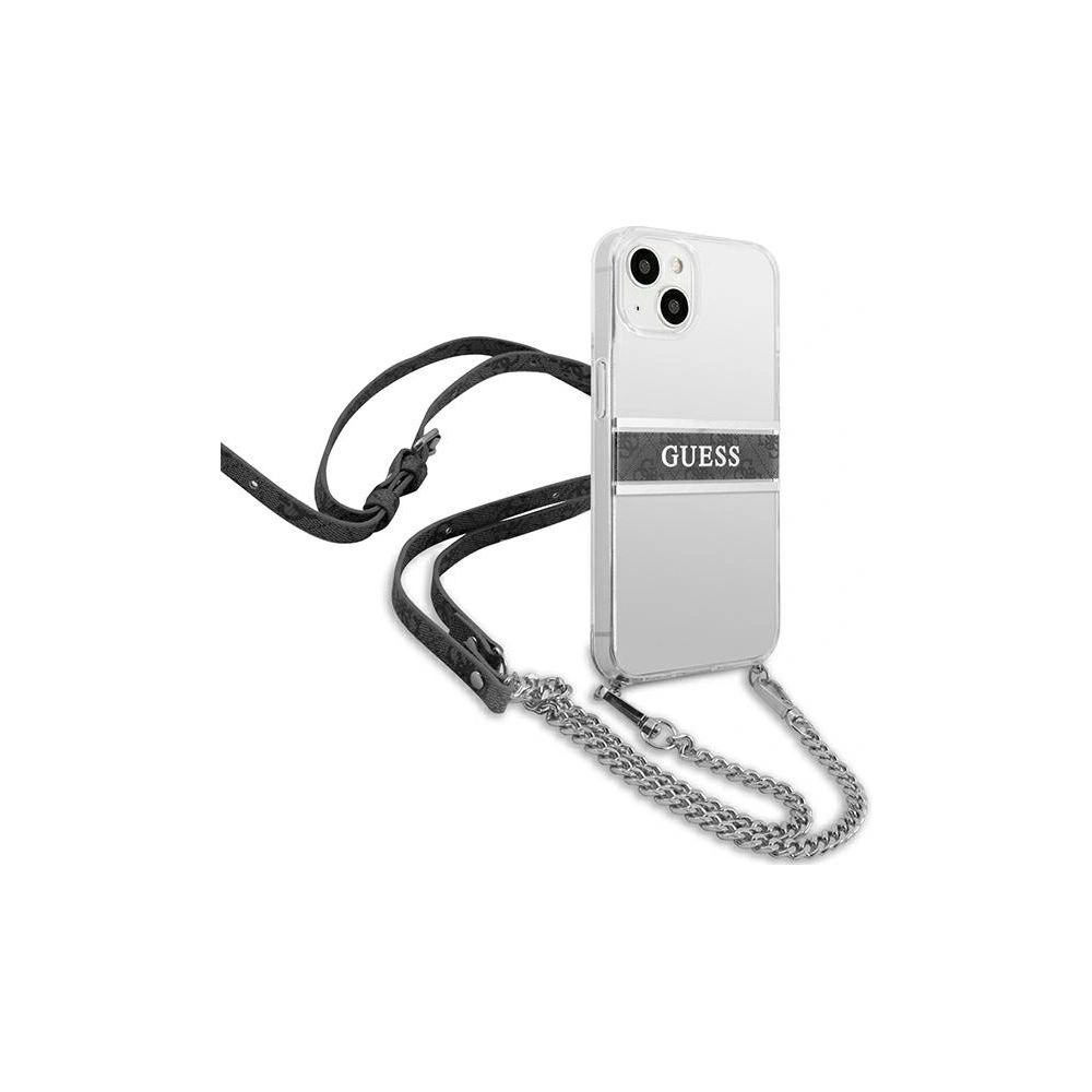 Wholesale Guess GUHCP13MKC4GBSI Apple iPhone 13 Transparent hardcase 4G Grey Strap Silver Chain - GUE1489CL - {ean13} - Hurt
