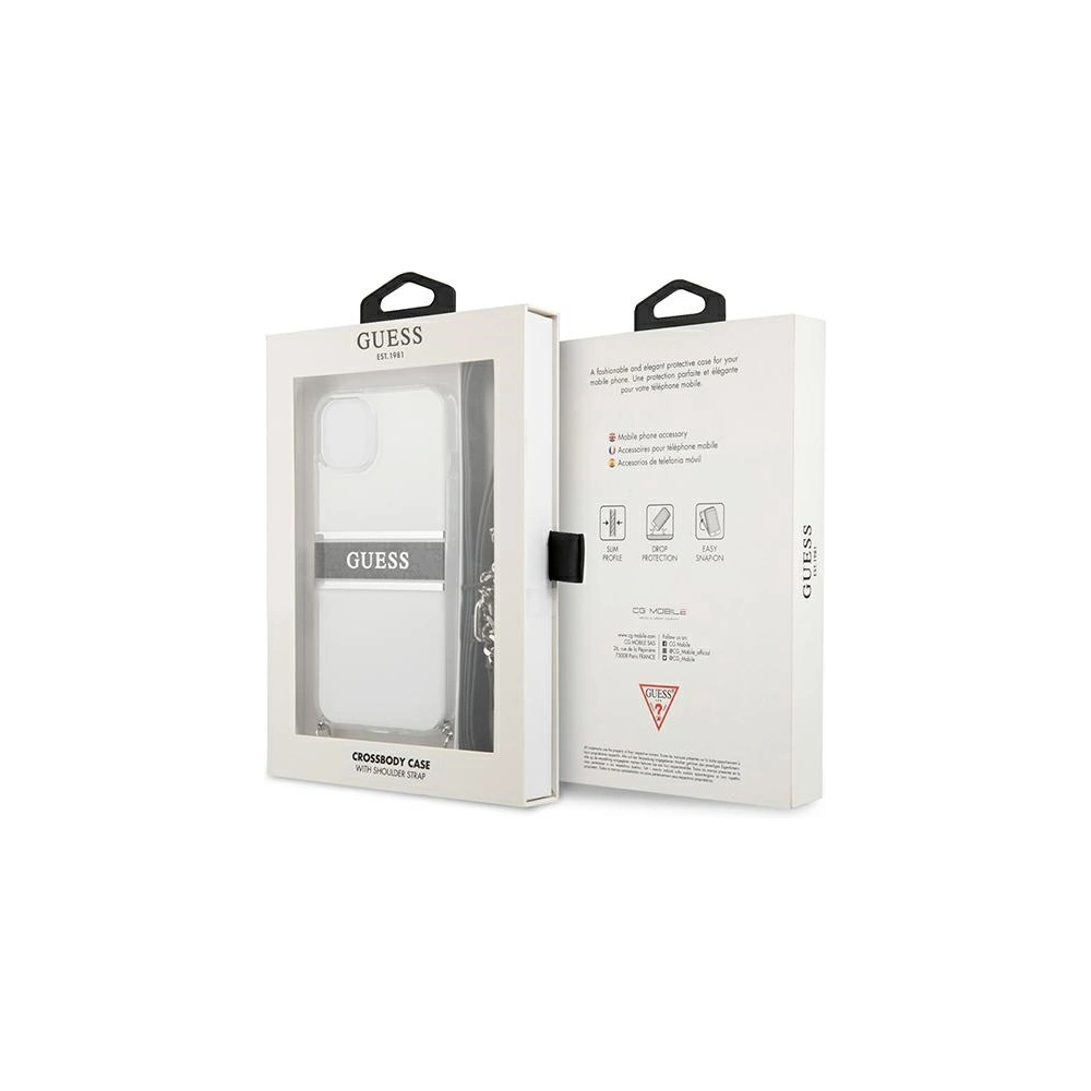 Hurtownia GSM - Etui Guess GUHCP13MKC4GBSI Apple iPhone 13 Transparent hardcase 4G Grey Strap Silver Chain - GUE1489CL - {ean13} - Hurt
